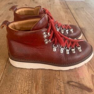 Fracap Magnifico Ripple Sole Boots Burgundy leather, red laces